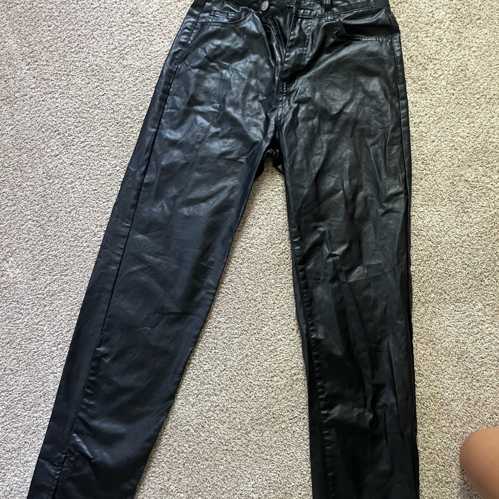 Nasty Gal black leather pants with slip in ankles